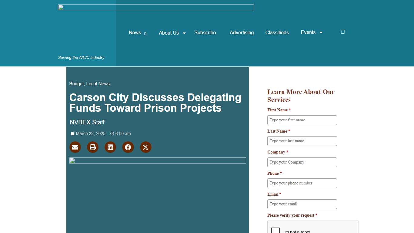 Carson City Discusses Delegating Funds Toward Prison Projects - NVBEX